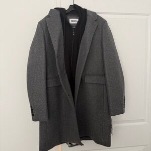 DKNY Men's Charcoal Wool Overcoat NWT Size L